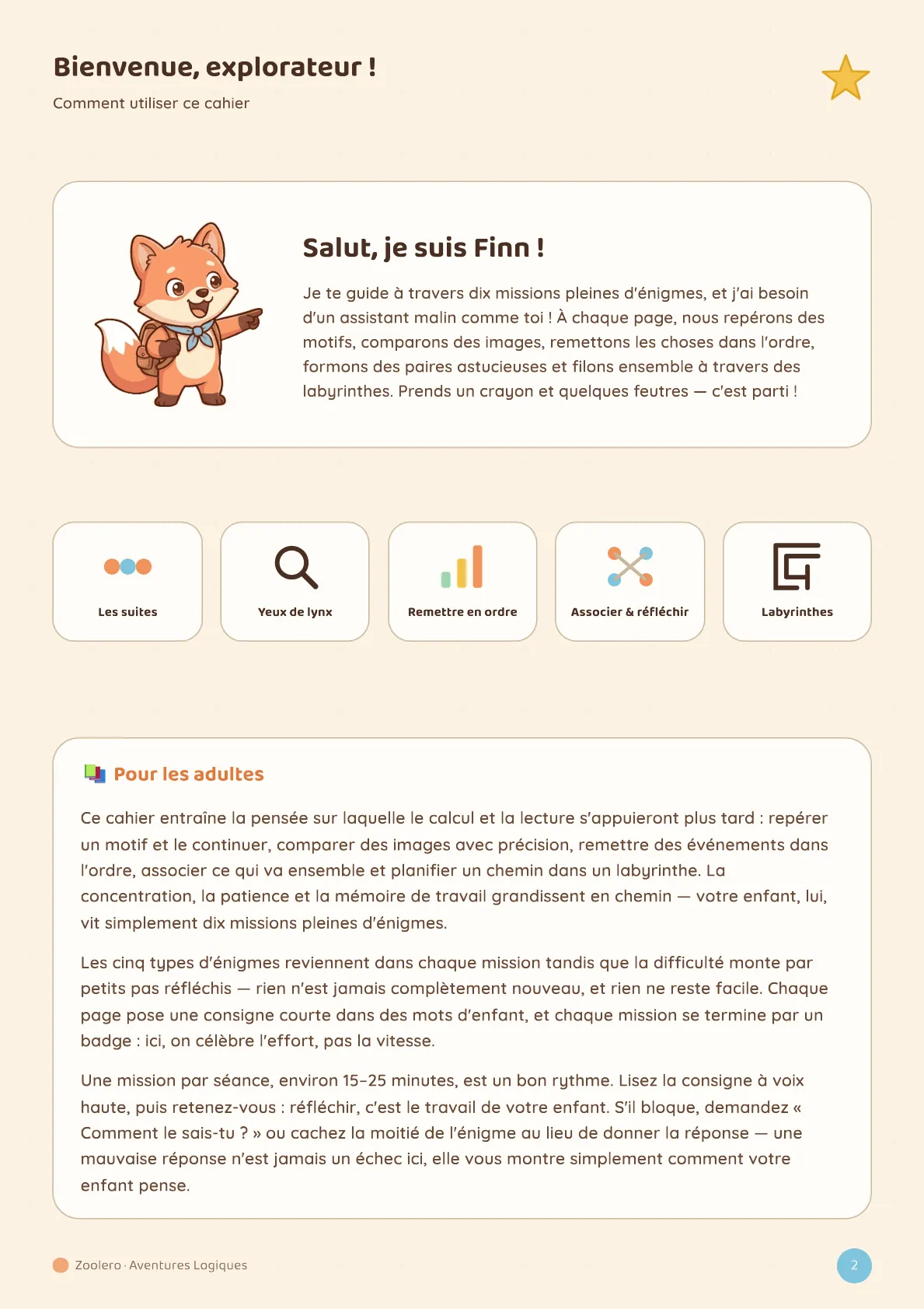 La page pour les adultes