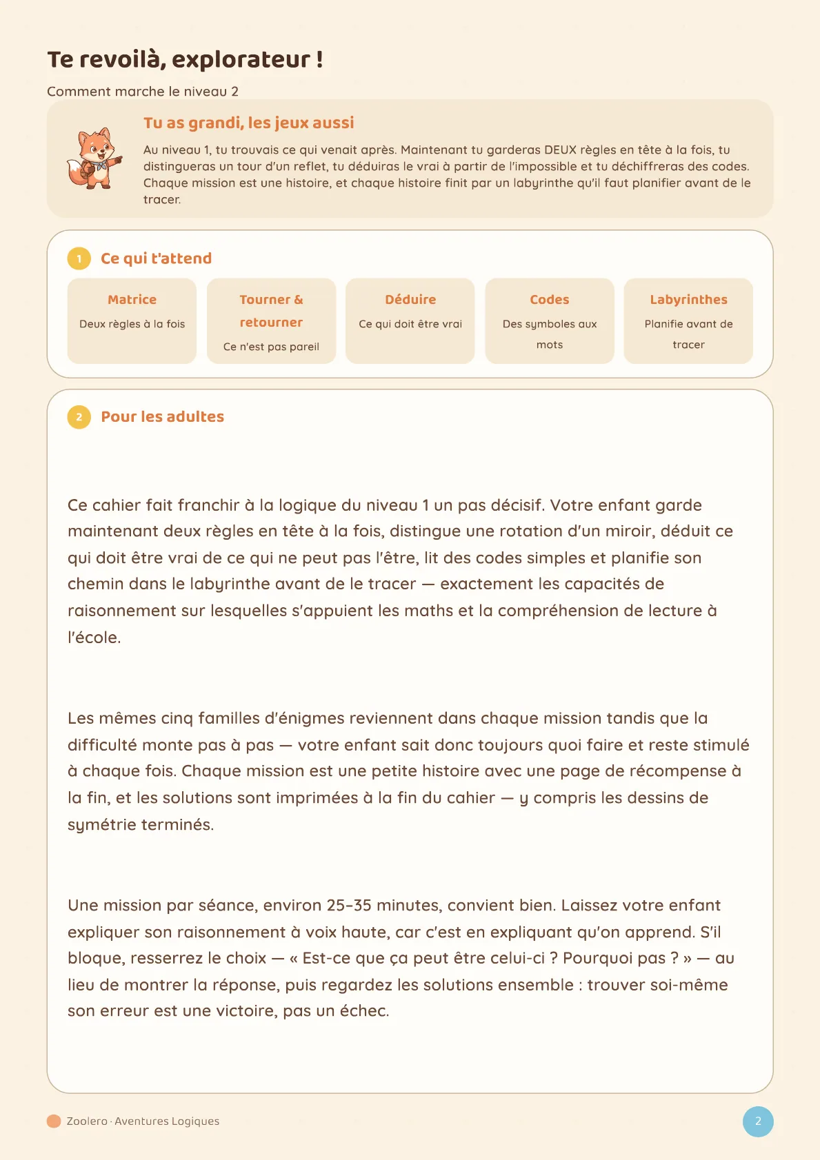La page pour les adultes